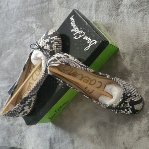 SAM EDELMAN Felicia Leather Snakeprint Flats